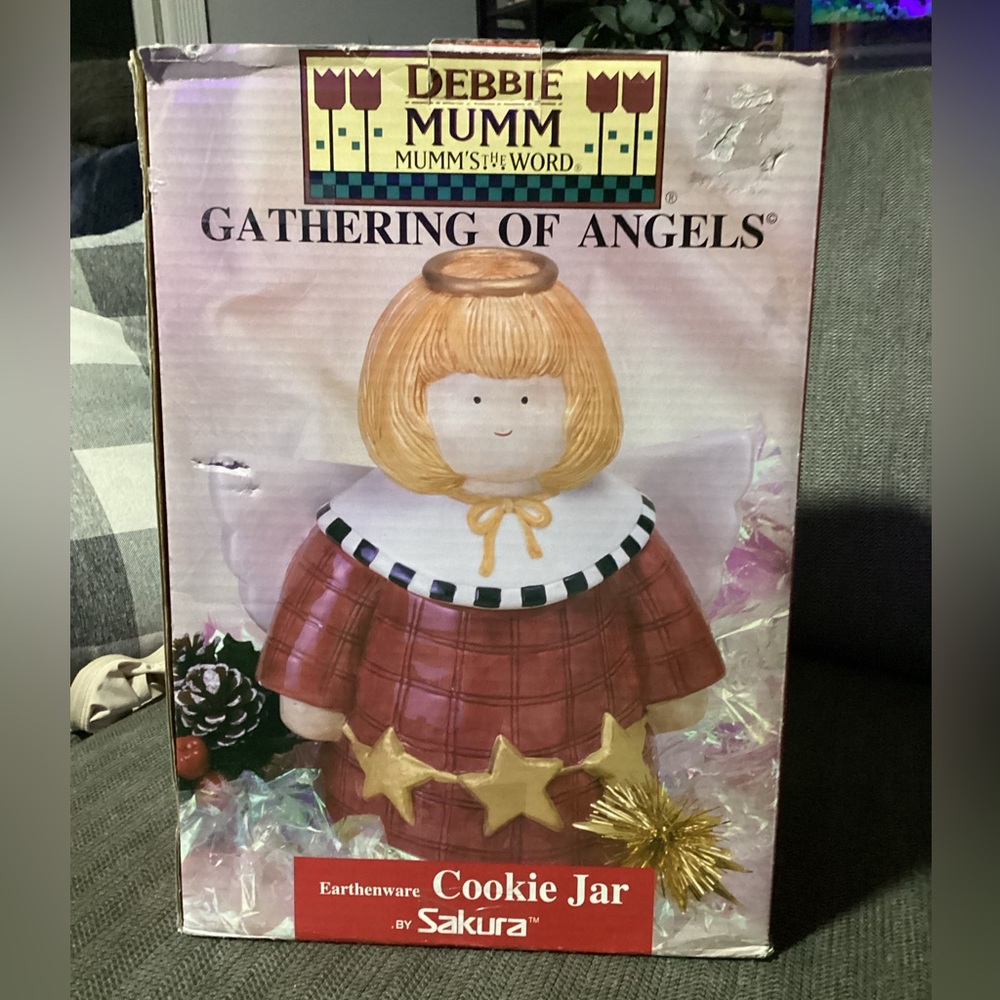 Vintage Debbie Mumm Sakura Angel Cookie Jar, “Gathering of Angels”